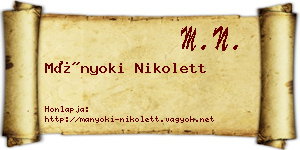 Mányoki Nikolett névjegykártya